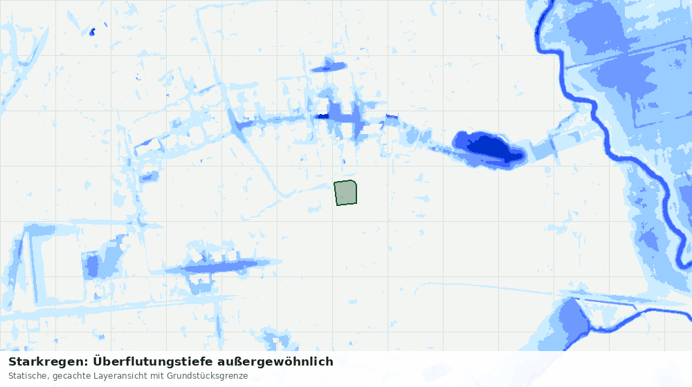 Statische Kartenansicht: Starkregen: Überflutungstiefe außergewöhnlich