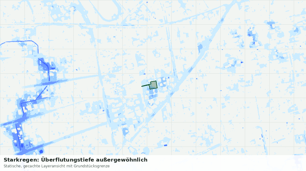 Statische Kartenansicht: Starkregen: Überflutungstiefe außergewöhnlich