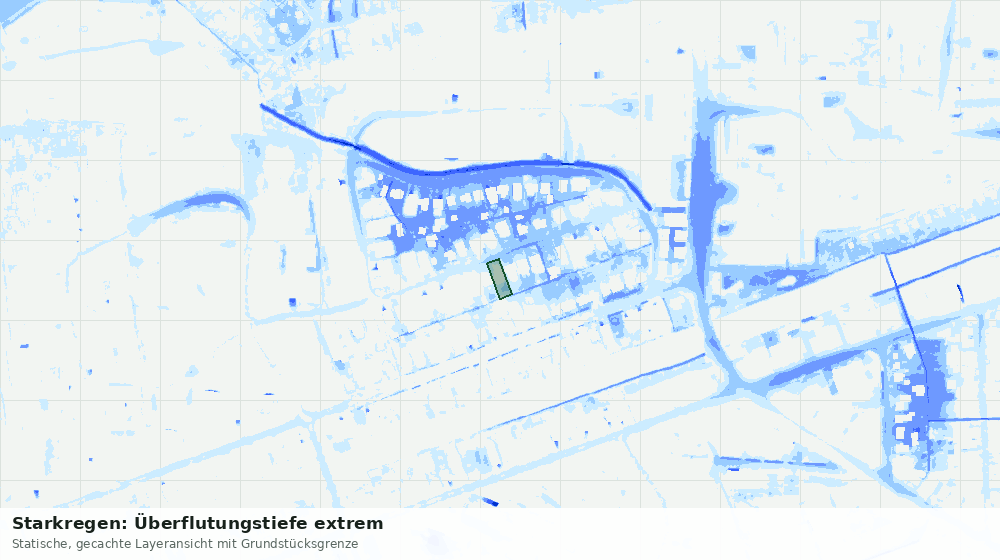 Statische Kartenansicht: Starkregen: Überflutungstiefe extrem
