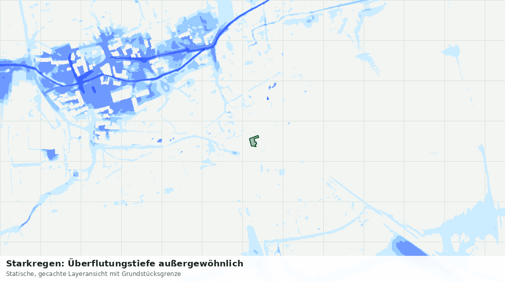 Statische Kartenansicht: Starkregen: Überflutungstiefe außergewöhnlich