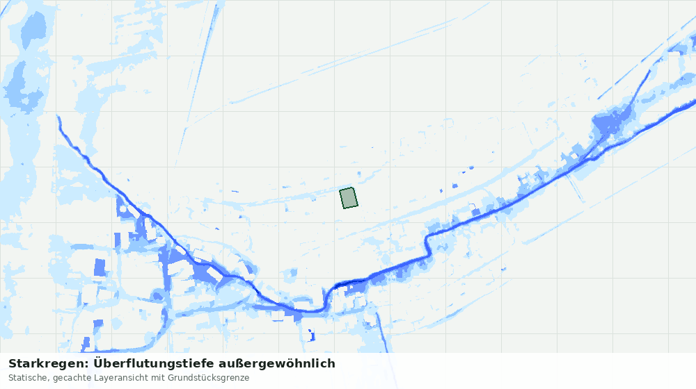 Statische Kartenansicht: Starkregen: Überflutungstiefe außergewöhnlich