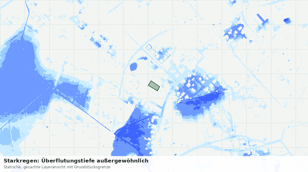 Statische Kartenansicht: Starkregen: Überflutungstiefe außergewöhnlich