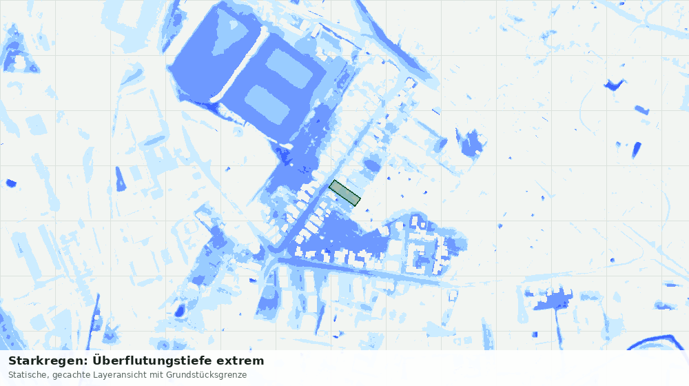 Statische Kartenansicht: Starkregen: Überflutungstiefe extrem