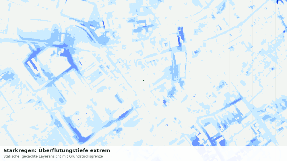 Statische Kartenansicht: Starkregen: Überflutungstiefe extrem