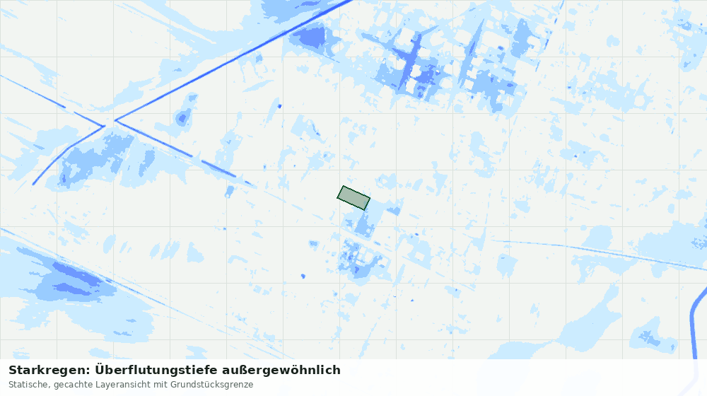 Statische Kartenansicht: Starkregen: Überflutungstiefe außergewöhnlich
