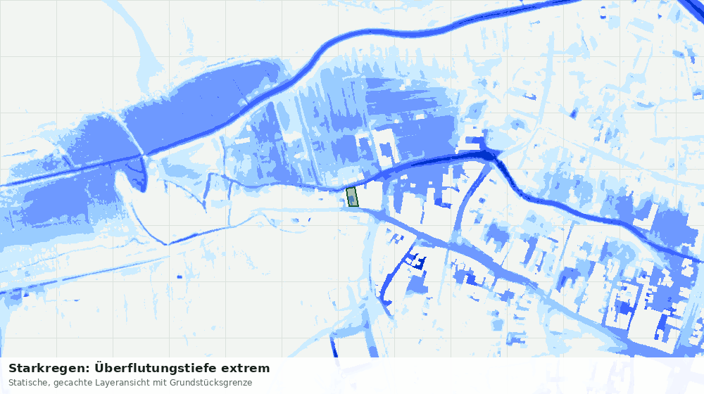 Statische Kartenansicht: Starkregen: Überflutungstiefe extrem