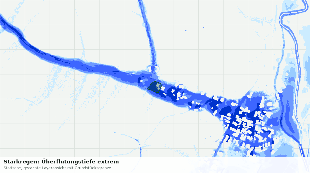 Statische Kartenansicht: Starkregen: Überflutungstiefe extrem
