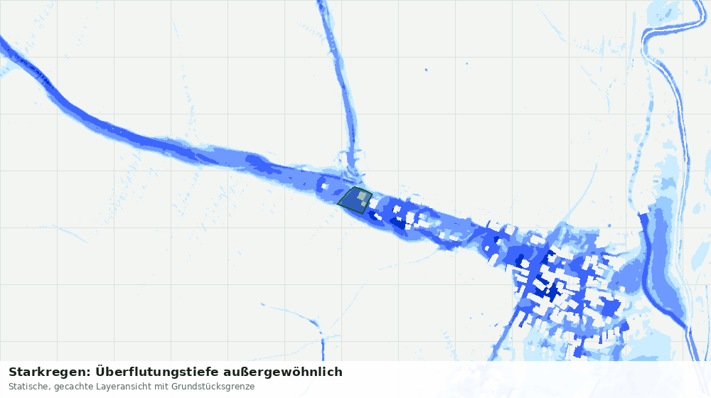 Statische Kartenansicht: Starkregen: Überflutungstiefe außergewöhnlich
