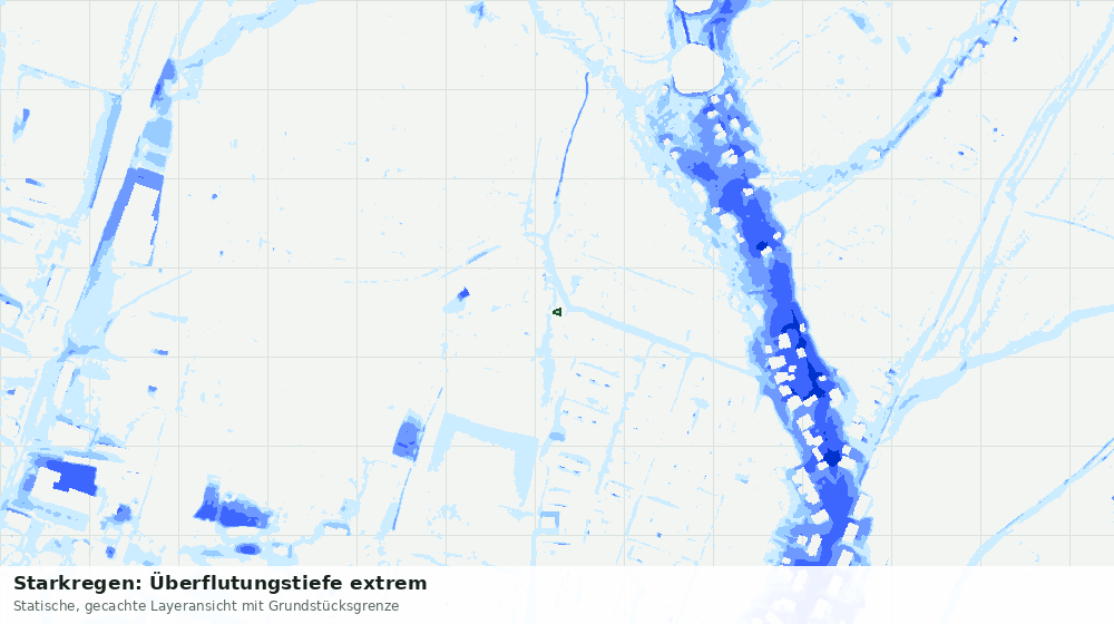 Statische Kartenansicht: Starkregen: Überflutungstiefe extrem