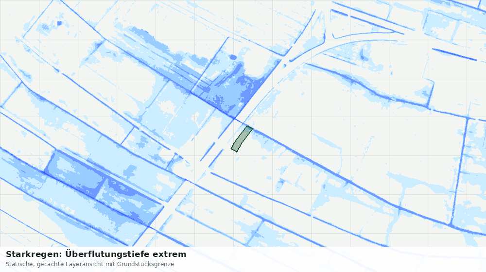 Statische Kartenansicht: Starkregen: Überflutungstiefe extrem