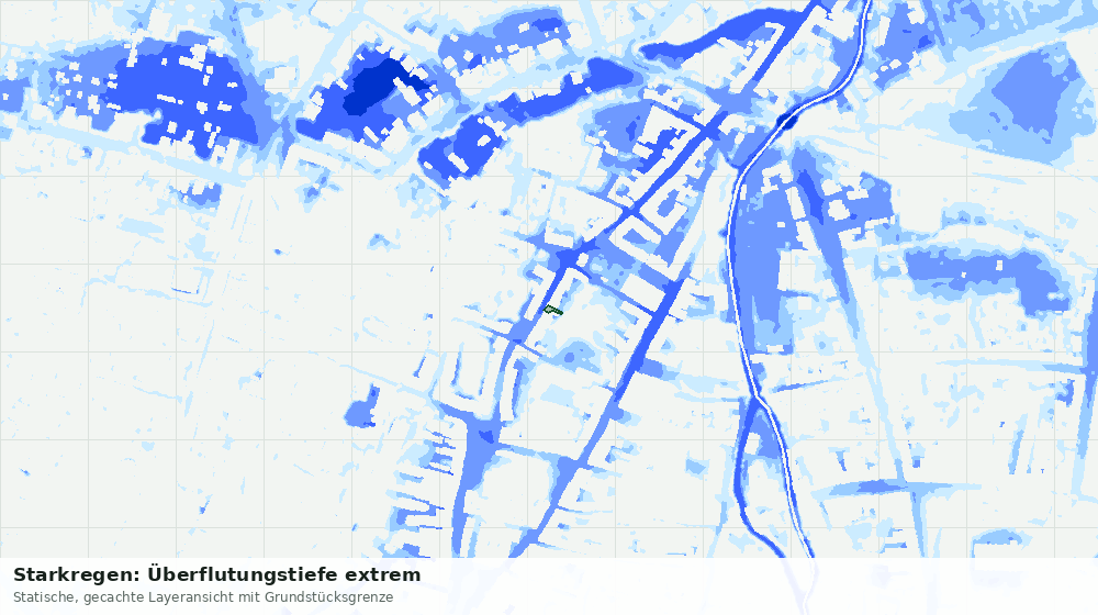 Statische Kartenansicht: Starkregen: Überflutungstiefe extrem