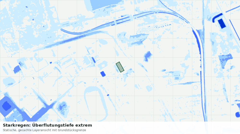 Statische Kartenansicht: Starkregen: Überflutungstiefe extrem