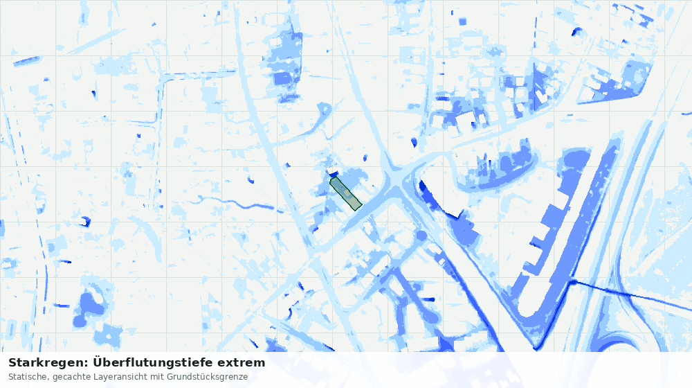 Statische Kartenansicht: Starkregen: Überflutungstiefe extrem