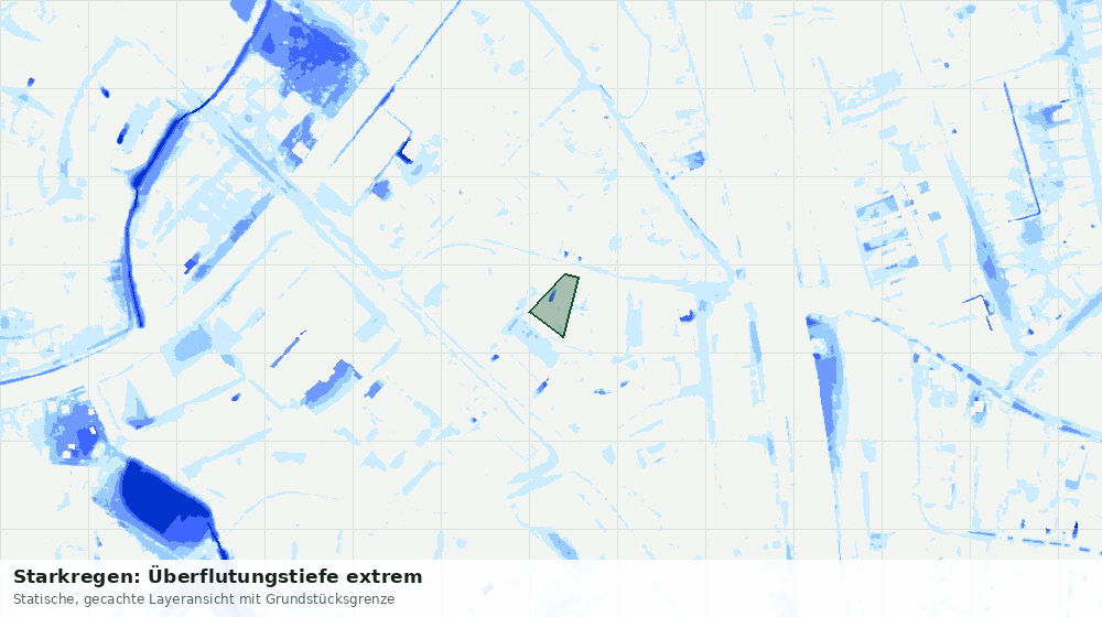 Statische Kartenansicht: Starkregen: Überflutungstiefe extrem