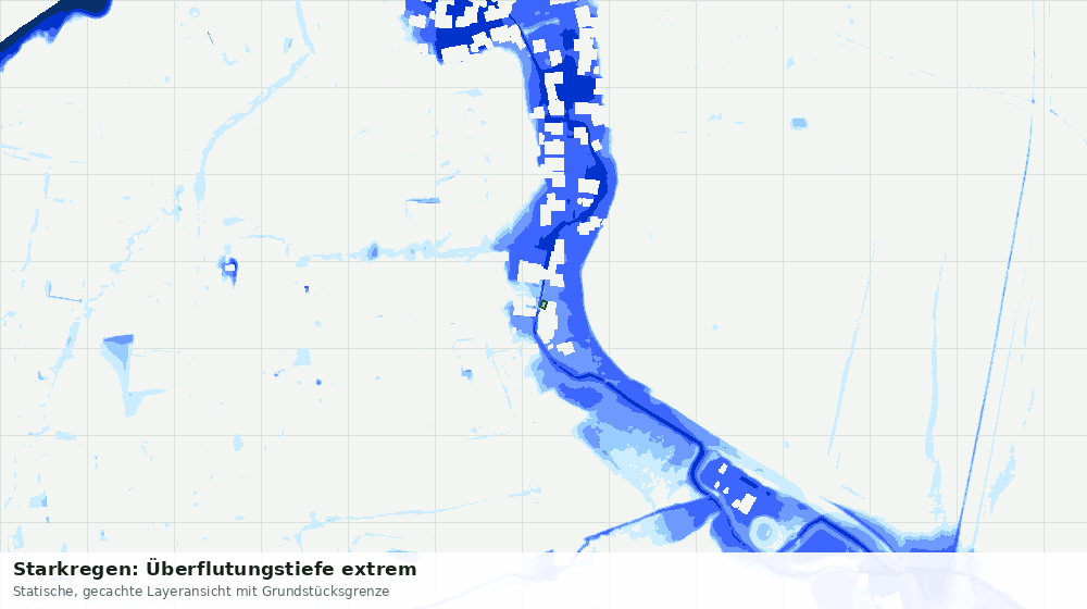 Statische Kartenansicht: Starkregen: Überflutungstiefe extrem