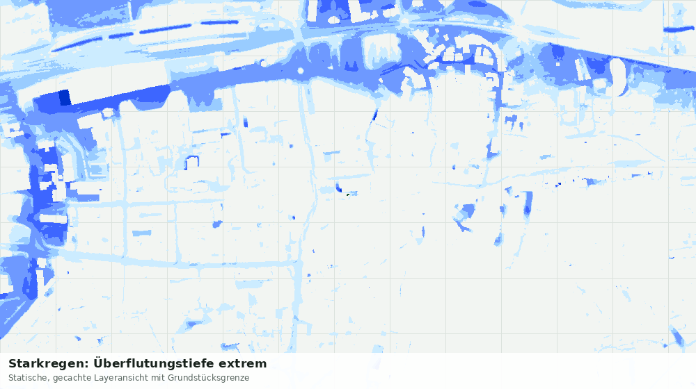 Statische Kartenansicht: Starkregen: Überflutungstiefe extrem