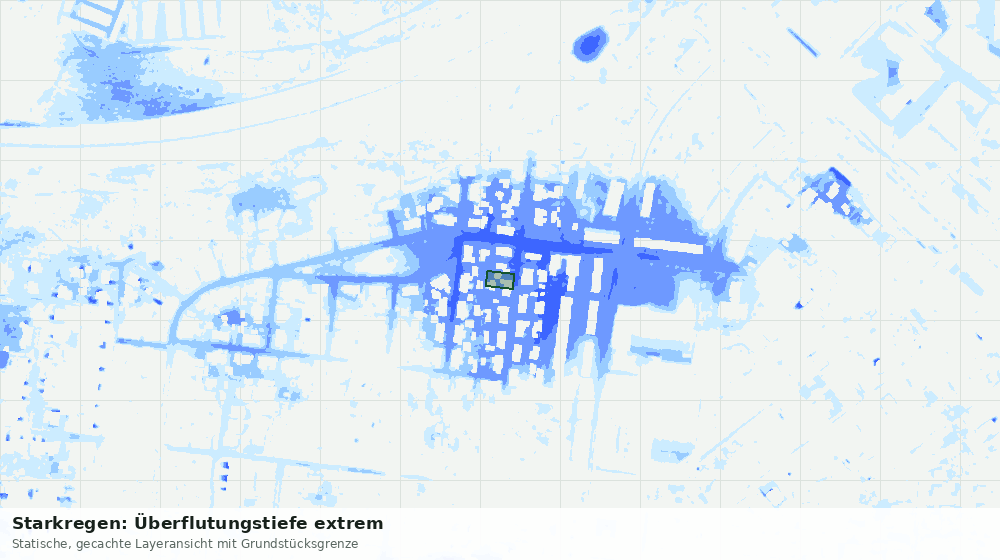 Statische Kartenansicht: Starkregen: Überflutungstiefe extrem