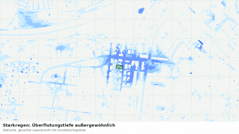 Statische Kartenansicht: Starkregen: Überflutungstiefe außergewöhnlich