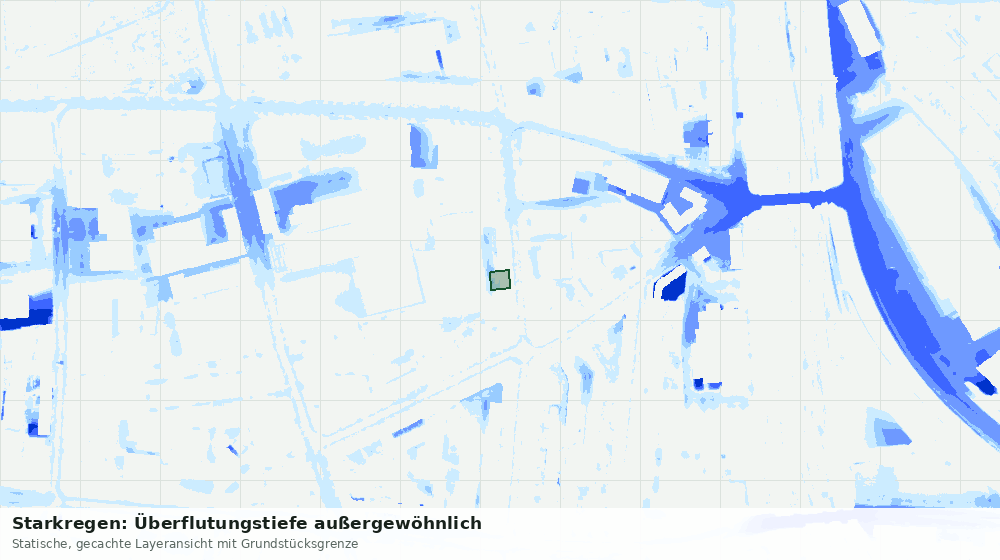 Statische Kartenansicht: Starkregen: Überflutungstiefe außergewöhnlich