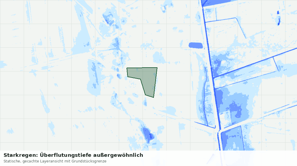 Statische Kartenansicht: Starkregen: Überflutungstiefe außergewöhnlich