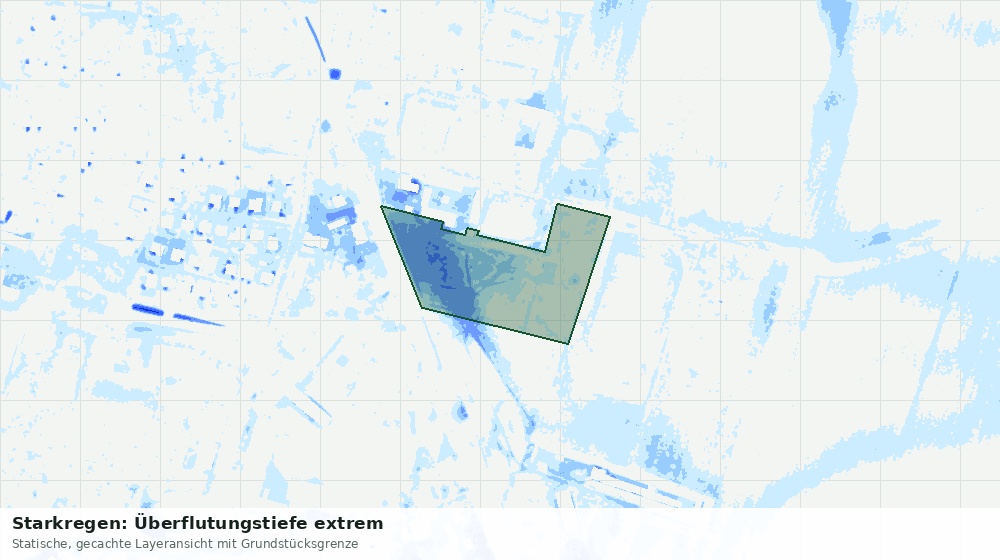 Statische Kartenansicht: Starkregen: Überflutungstiefe extrem