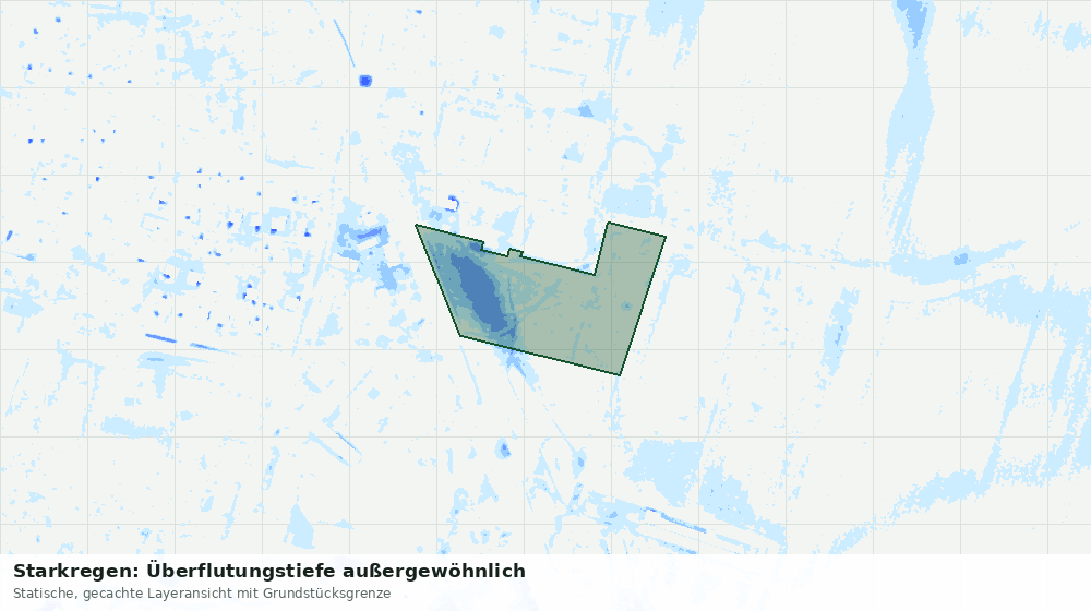 Statische Kartenansicht: Starkregen: Überflutungstiefe außergewöhnlich