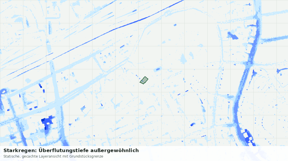 Statische Kartenansicht: Starkregen: Überflutungstiefe außergewöhnlich