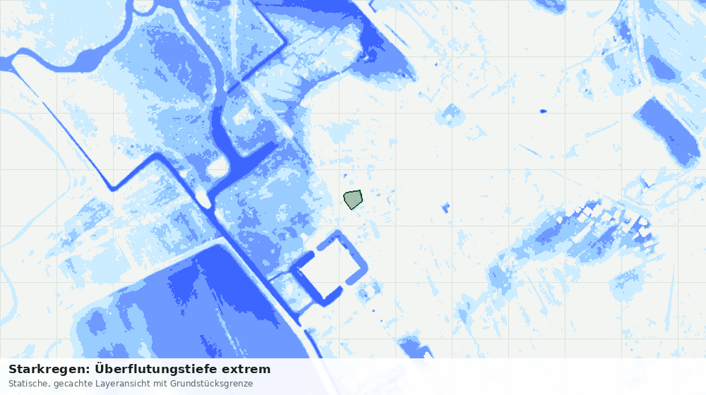 Statische Kartenansicht: Starkregen: Überflutungstiefe extrem