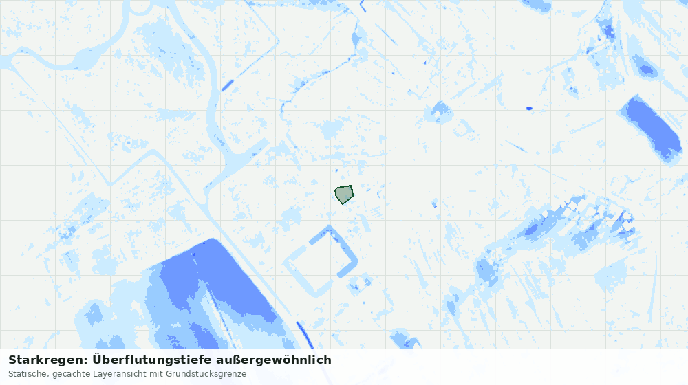 Statische Kartenansicht: Starkregen: Überflutungstiefe außergewöhnlich