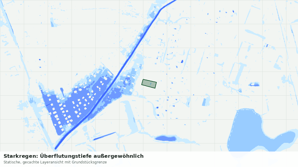 Statische Kartenansicht: Starkregen: Überflutungstiefe außergewöhnlich