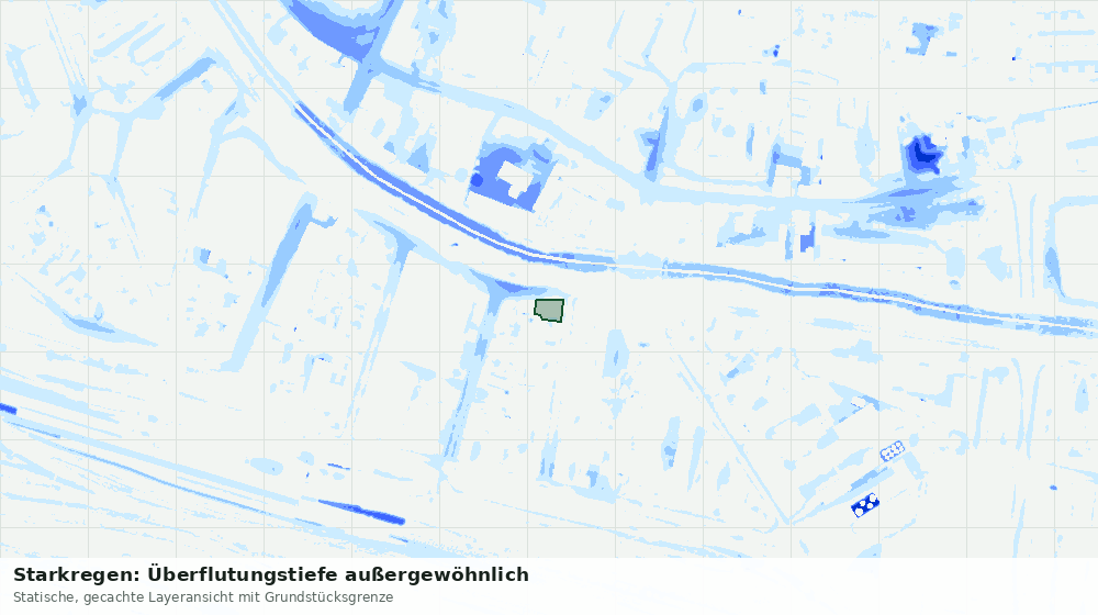 Statische Kartenansicht: Starkregen: Überflutungstiefe außergewöhnlich