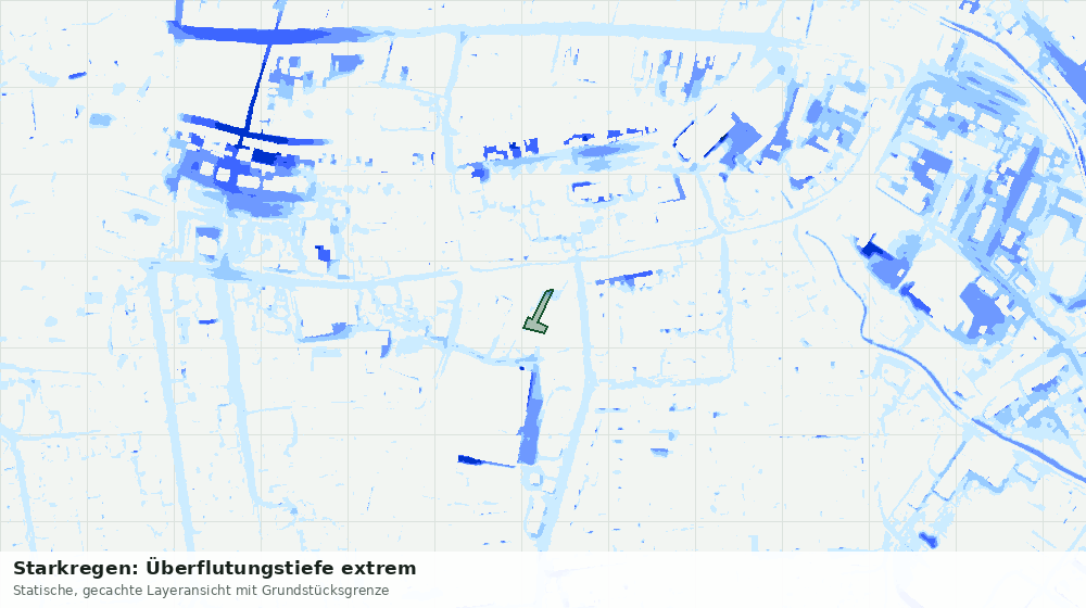 Statische Kartenansicht: Starkregen: Überflutungstiefe extrem
