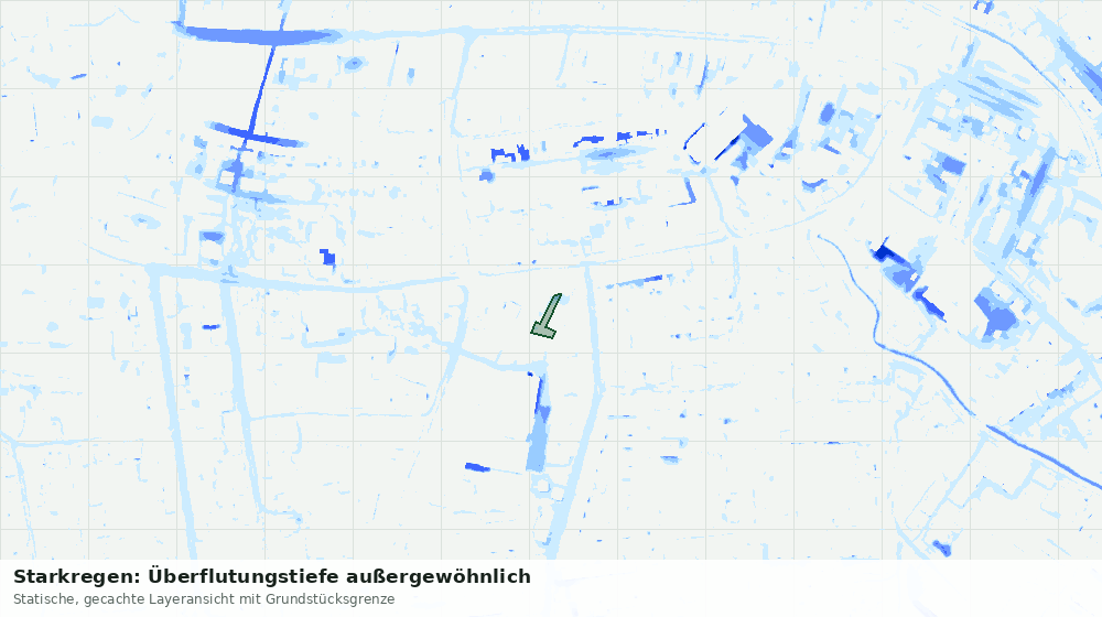 Statische Kartenansicht: Starkregen: Überflutungstiefe außergewöhnlich