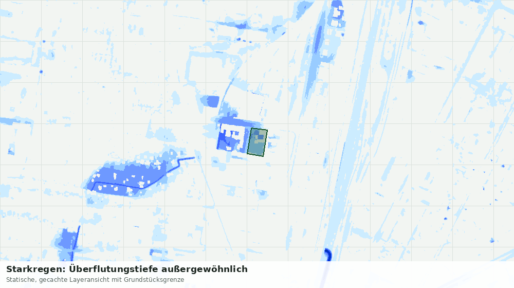 Statische Kartenansicht: Starkregen: Überflutungstiefe außergewöhnlich