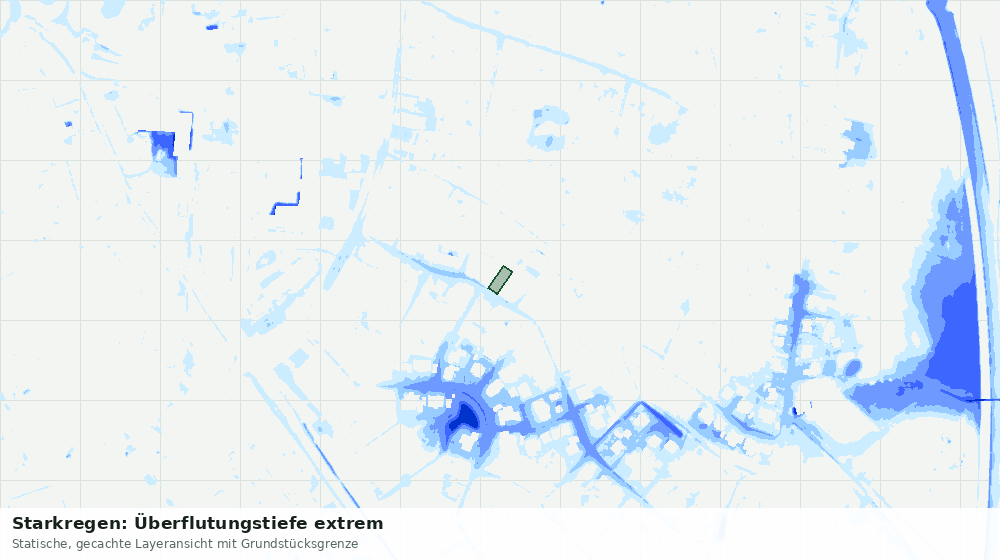 Statische Kartenansicht: Starkregen: Überflutungstiefe extrem