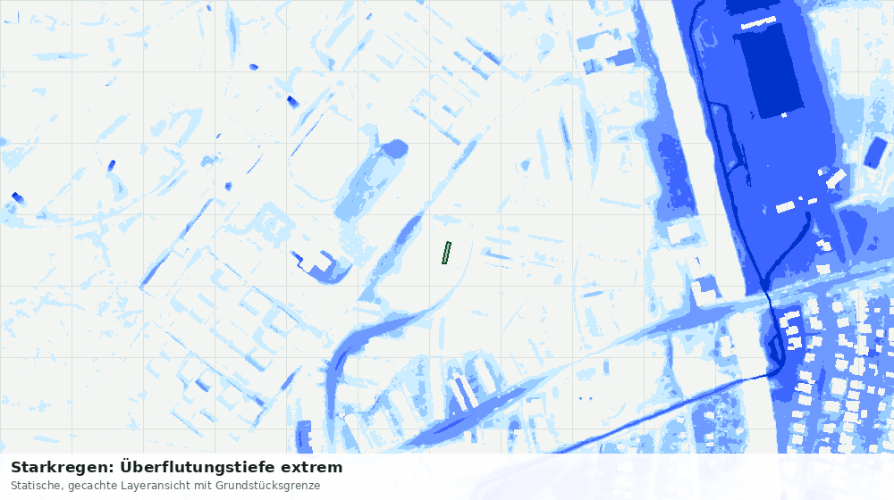 Statische Kartenansicht: Starkregen: Überflutungstiefe extrem