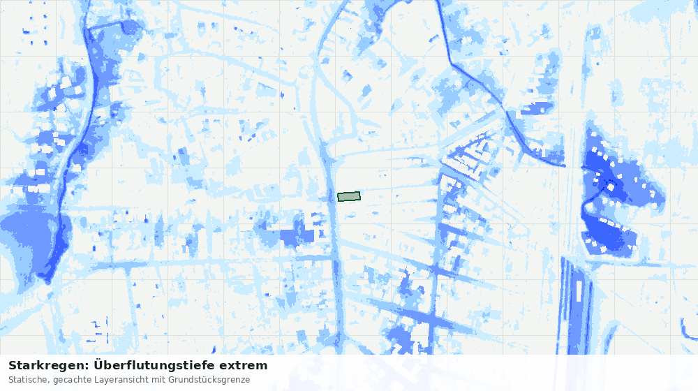 Statische Kartenansicht: Starkregen: Überflutungstiefe extrem