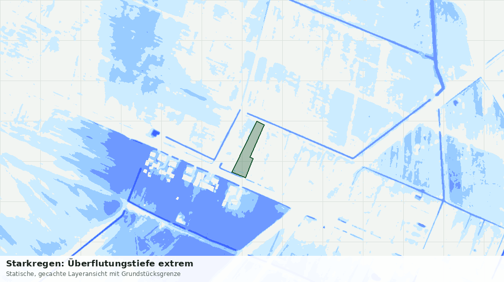 Statische Kartenansicht: Starkregen: Überflutungstiefe extrem