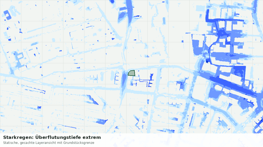 Statische Kartenansicht: Starkregen: Überflutungstiefe extrem