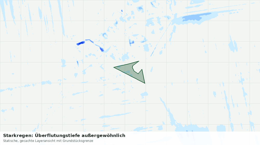 Statische Kartenansicht: Starkregen: Überflutungstiefe außergewöhnlich