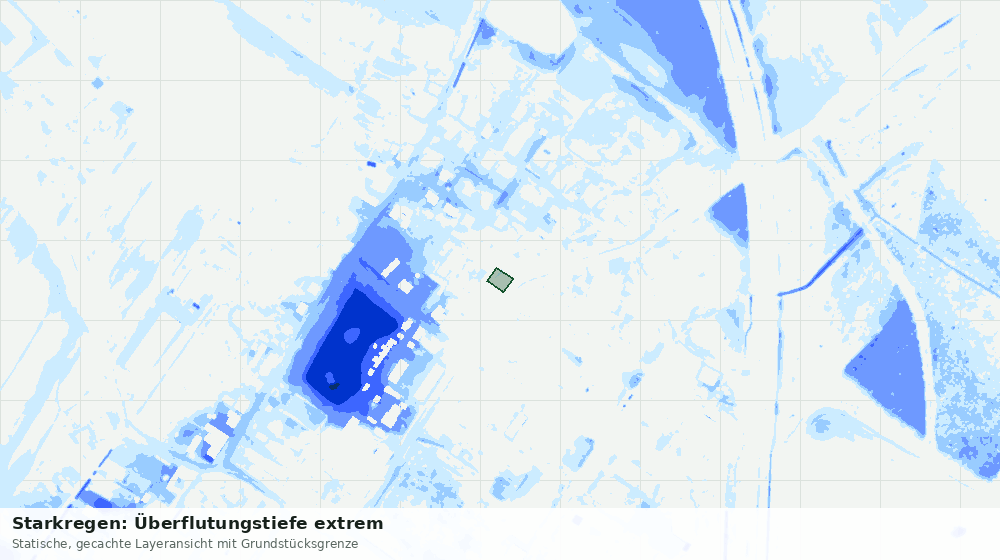 Statische Kartenansicht: Starkregen: Überflutungstiefe extrem