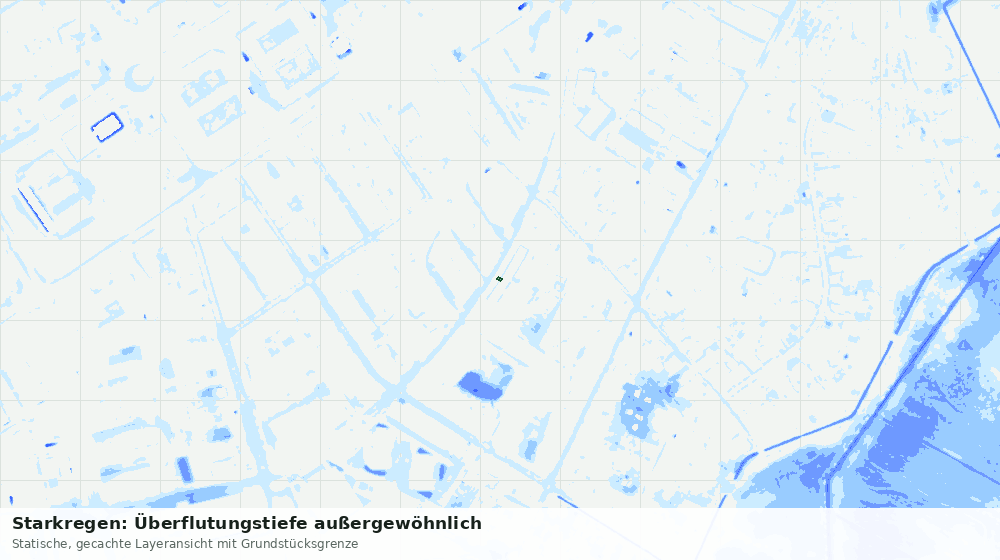 Statische Kartenansicht: Starkregen: Überflutungstiefe außergewöhnlich