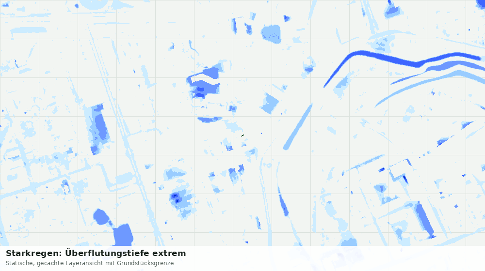 Statische Kartenansicht: Starkregen: Überflutungstiefe extrem