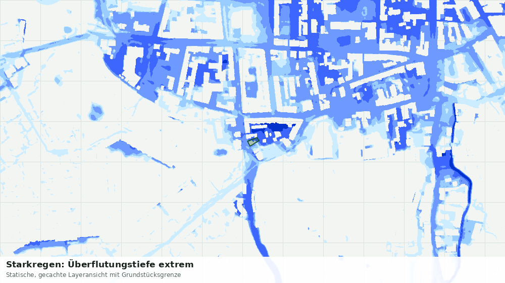 Statische Kartenansicht: Starkregen: Überflutungstiefe extrem