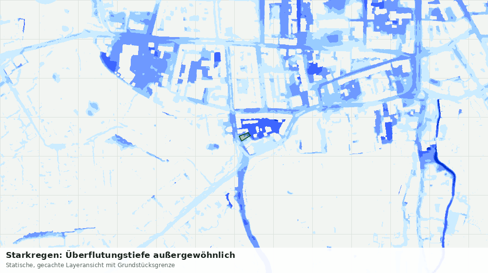 Statische Kartenansicht: Starkregen: Überflutungstiefe außergewöhnlich