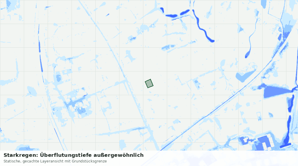 Statische Kartenansicht: Starkregen: Überflutungstiefe außergewöhnlich