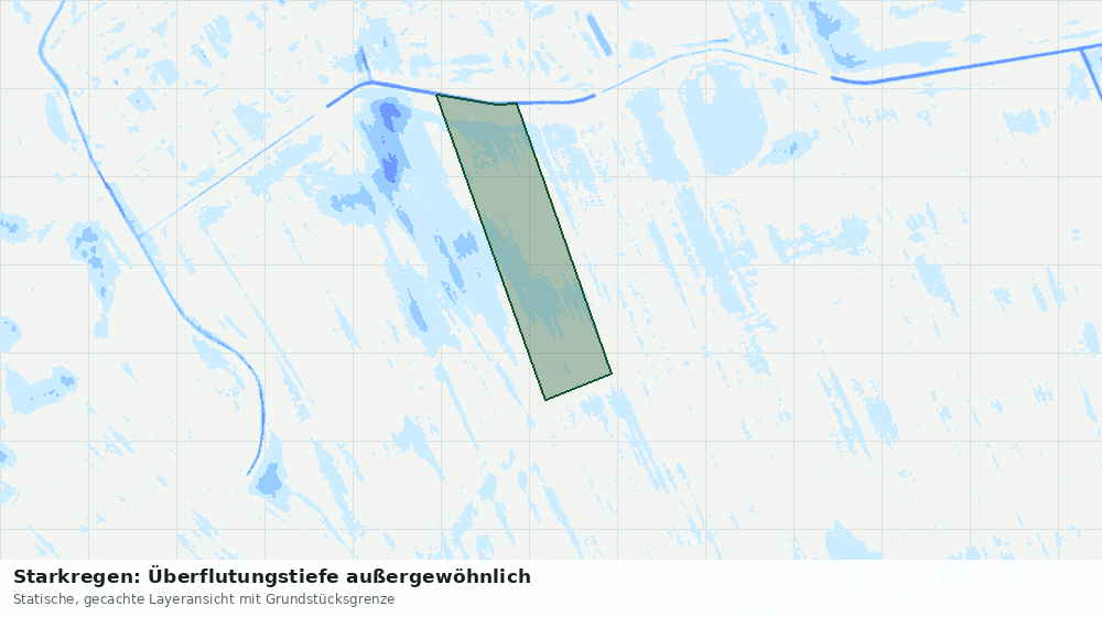 Statische Kartenansicht: Starkregen: Überflutungstiefe außergewöhnlich