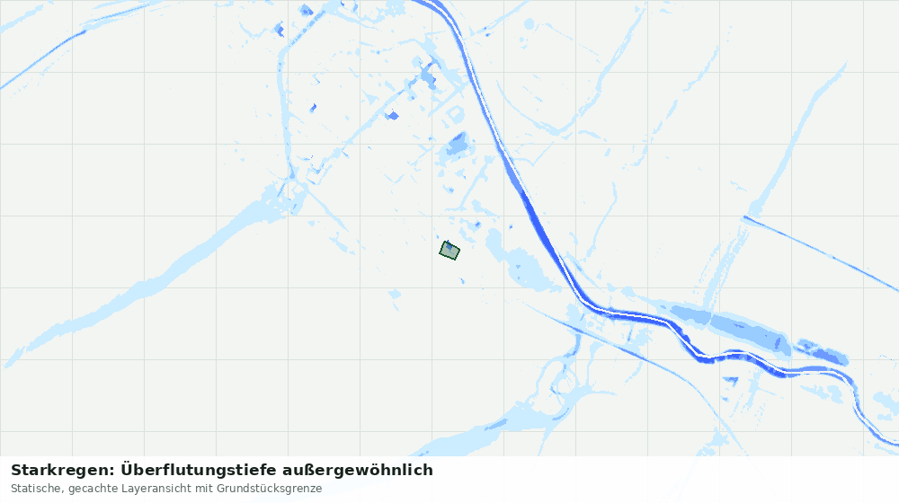 Statische Kartenansicht: Starkregen: Überflutungstiefe außergewöhnlich