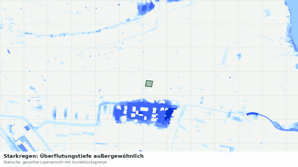 Statische Kartenansicht: Starkregen: Überflutungstiefe außergewöhnlich