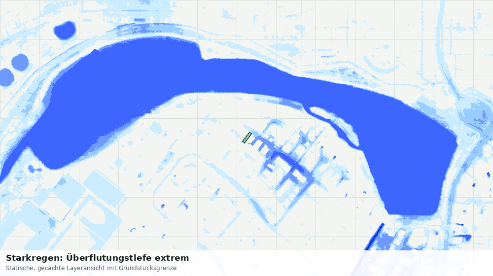 Statische Kartenansicht: Starkregen: Überflutungstiefe extrem